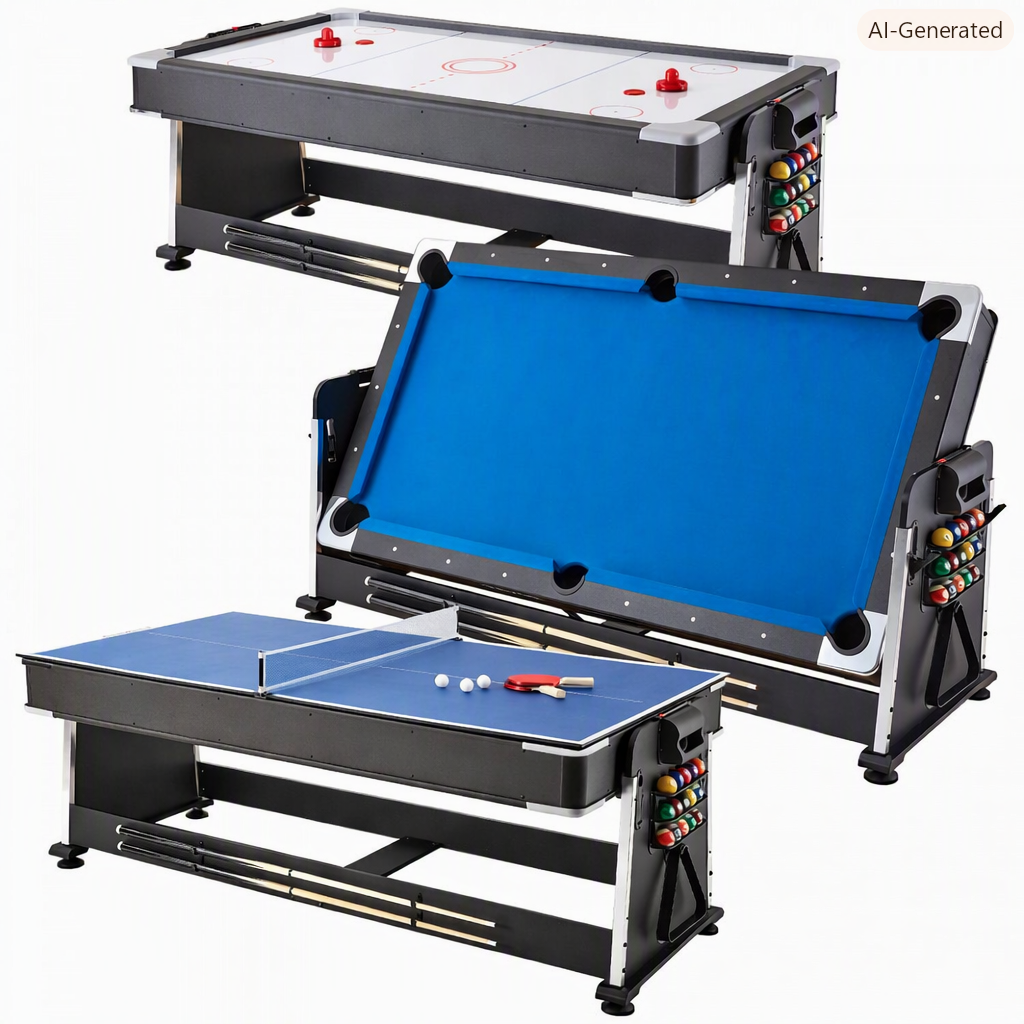 Table de Jeu Pivotante 3-en-1 de 223,5 cm pour Air Hockey, Billard et Ping-pong