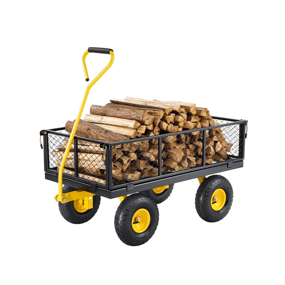 Chariot de Jardin Robuste Charge 408 kg | Métal, Pneus 254 mm, Poignée 180°